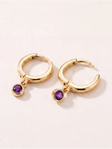 Demi African Amethyst Double Hoop Earrings - 18k Gold Vermeil