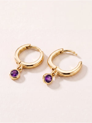 Demi African Amethyst Double Hoop Earrings - 18k Gold Vermeil