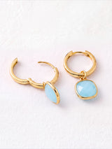 Chand Aquamarine Hoop Earrings - 18k Gold Vermeil