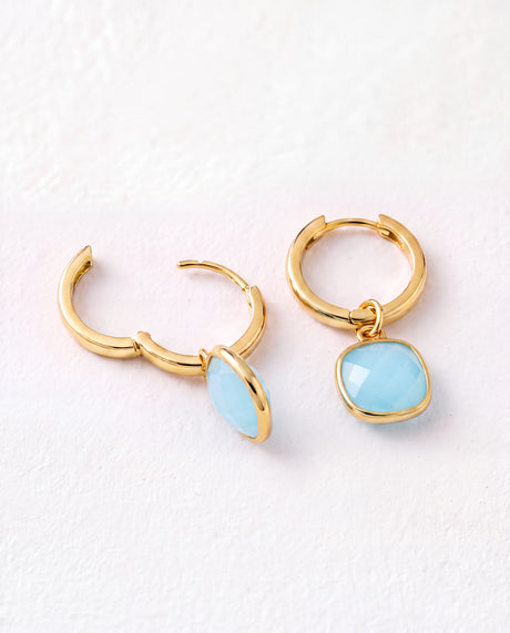 Chand Aquamarine Hoop Earrings - 18k Gold Vermeil