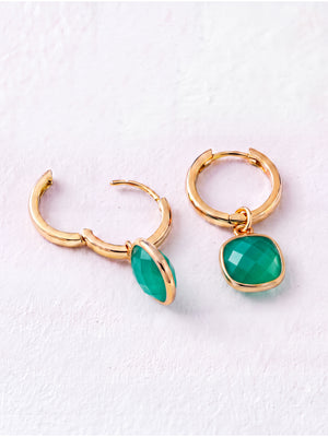 Chand Green Onyx Hoop Earrings - 18k Gold Vermeil