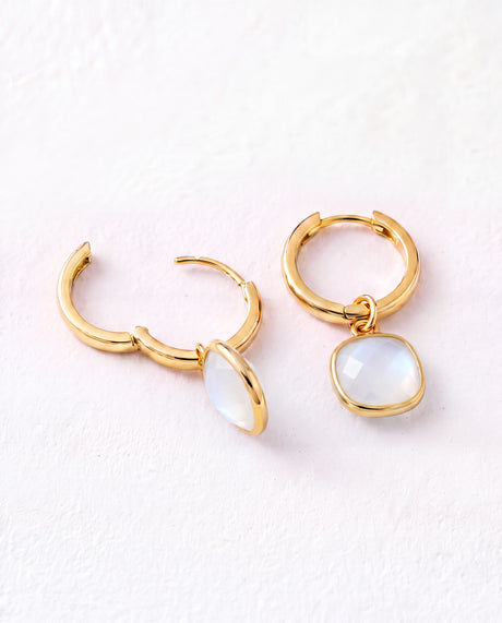 Chand Rainbow Moonstone Hoop Earrings - 18k Gold Vermeil