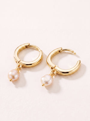 Keshi Baroque Freshwater Pearl Hoop Earrings - 18k Gold Vermeil