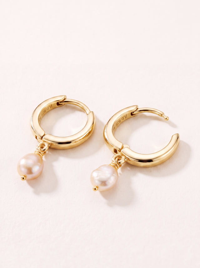 Keshi Baroque Freshwater Pearl Hoop Earrings - 18k Gold Vermeil