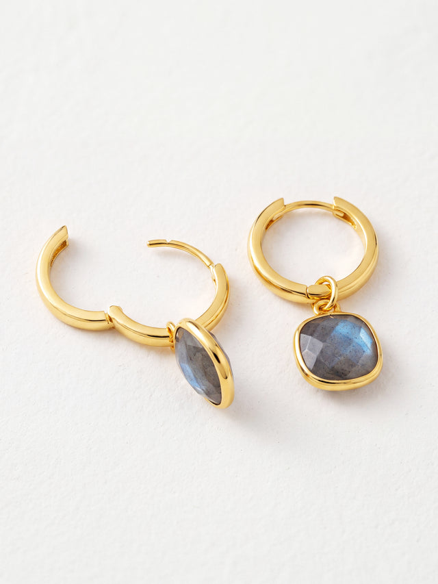 Chand Labradorite Hoop Earrings - 18k Gold Vermeil