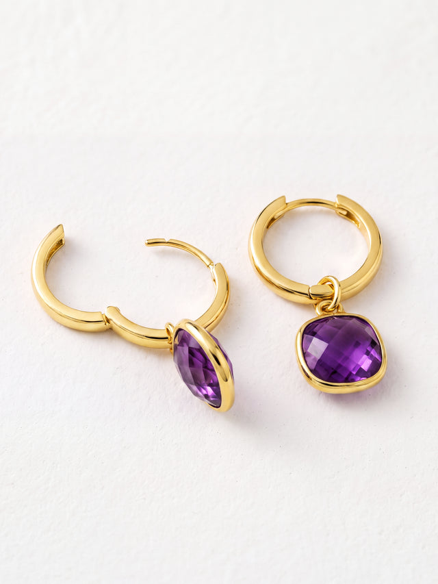 Chand African Amethyst Hoop Earrings - 18k Gold Vermeil