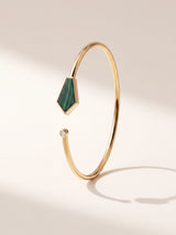Dev Malachite & Lab Diamond Cuff Bangle - 18k Gold Vermeil - Small