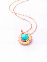Zeno Turquoise Hexagon Charm Pendant - 18k Gold Vermeil