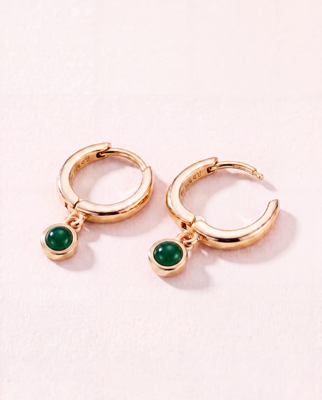 Demi Green Onyx Double Hoop Earrings - 18k Gold Vermeil