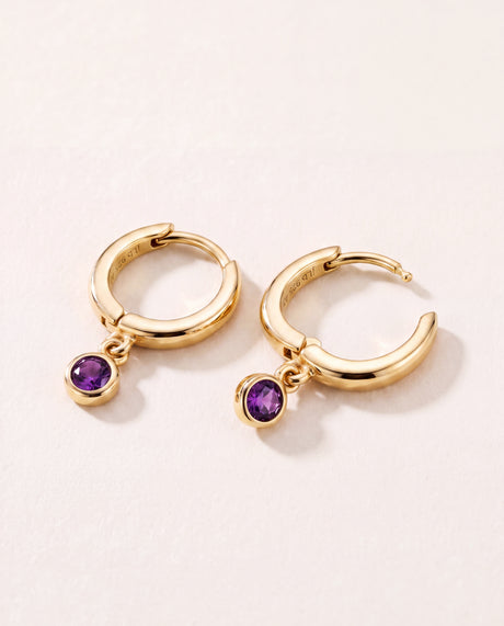 Demi African Amethyst Double Hoop Earrings - 18k Gold Vermeil