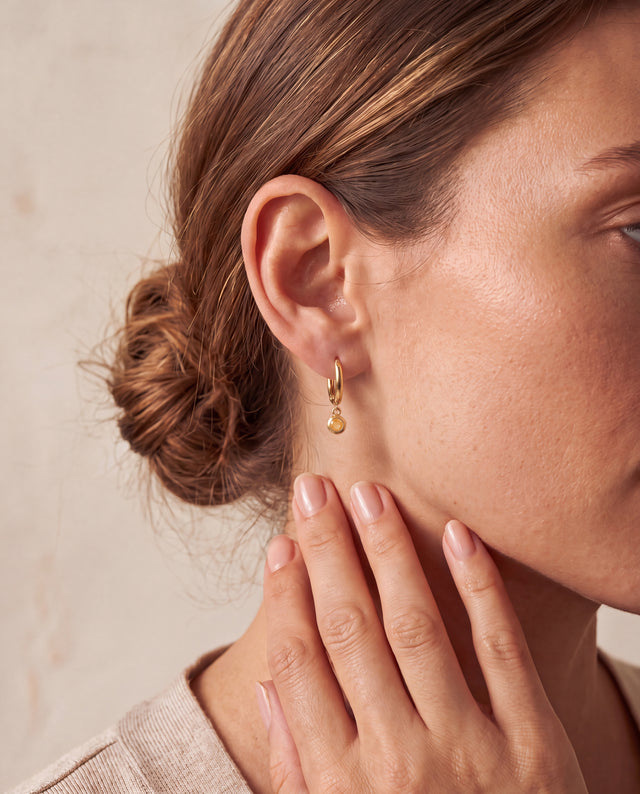 Demi Citrine Double Hoop Earrings - 18k Gold Vermeil