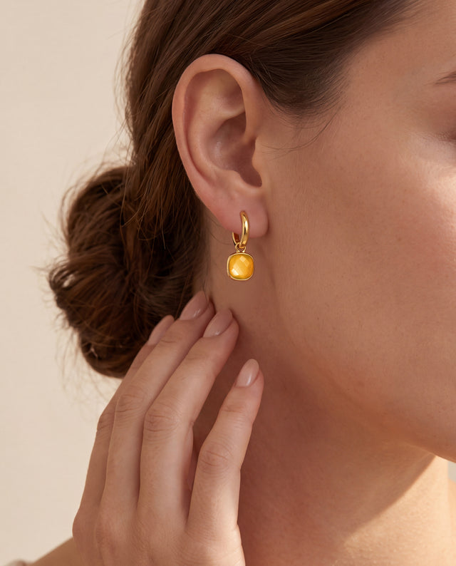 Chand Citrine Hoop Earrings - 18k Gold Vermeil