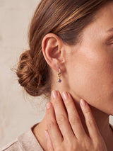 Demi African Amethyst Double Hoop Earrings - 18k Gold Vermeil