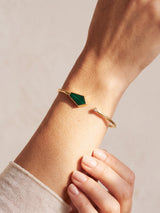 Dev Malachite & Lab Diamond Cuff Bangle - 18k Gold Vermeil - Small