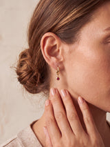 Demi Garnet Double Hoop Earrings - 18k Gold Vermeil