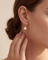 Chand Rose Quartz Hoop Earrings - 18k Gold Vermeil