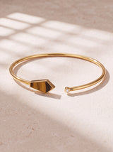 Dev Tiger Eye & Lab Diamond Cuff Bangle - 18k Gold Vermeil - Small