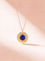 Zeno Lapis Lazuli Hexagon Charm Pendant - 18k Gold Vermeil