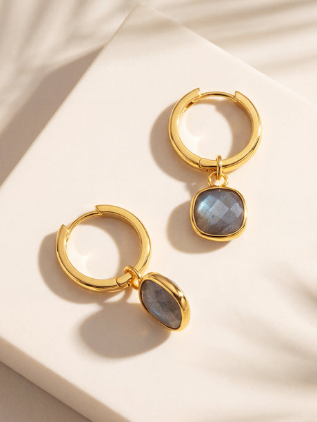 Chand Labradorite Hoop Earrings - 18k Gold Vermeil