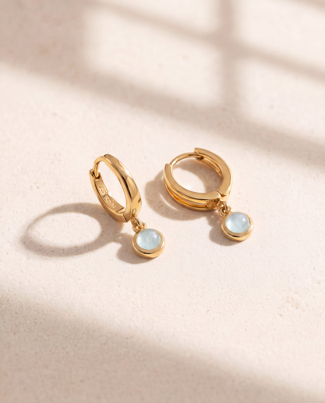 Demi Aquamarine Double Hoop Earrings - 18k Gold Vermeil