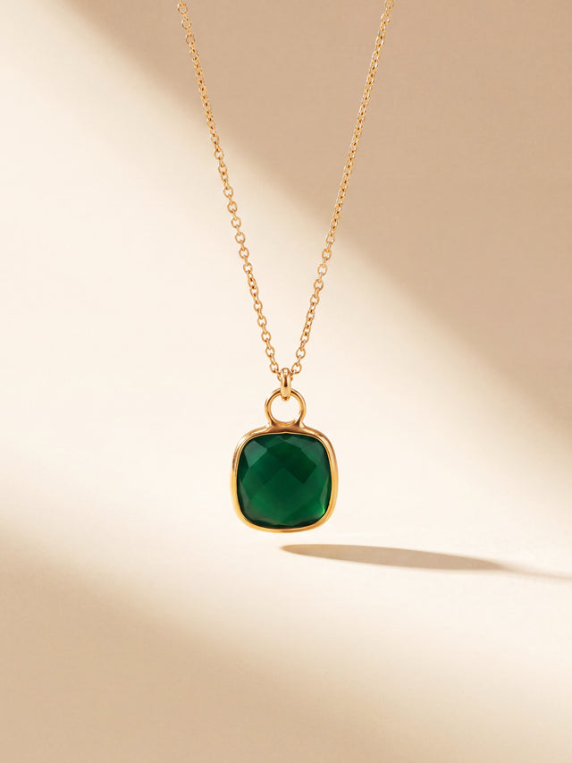 Luma Green Onyx Pendant - 18k Gold Vermeil