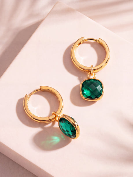 Chand Green Onyx Hoop Earrings - 18k Gold Vermeil