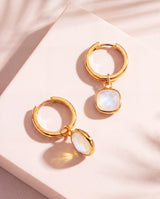 Chand Rainbow Moonstone Hoop Earrings - 18k Gold Vermeil