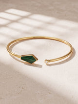 Dev Malachite & Lab Diamond Cuff Bangle - 18k Gold Vermeil - Small