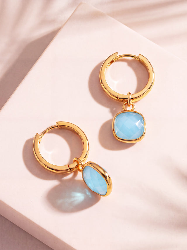 Chand Aquamarine Hoop Earrings - 18k Gold Vermeil