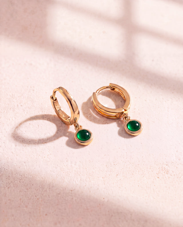 Demi Green Onyx Double Hoop Earrings - 18k Gold Vermeil