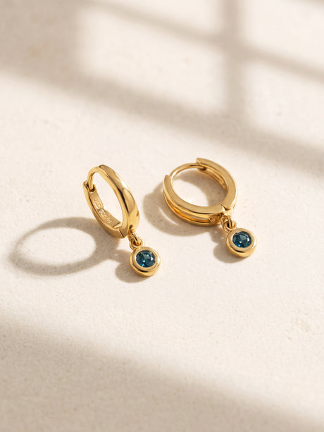 Demi Blue Diamond Double Hoop Earrings - 18k Gold Vermeil