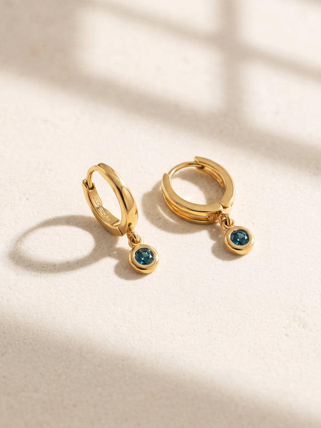 Demi Blue Diamond Double Hoop Earrings - 18k Gold Vermeil