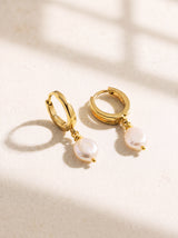 Keshi Baroque Freshwater Pearl Hoop Earrings - 18k Gold Vermeil