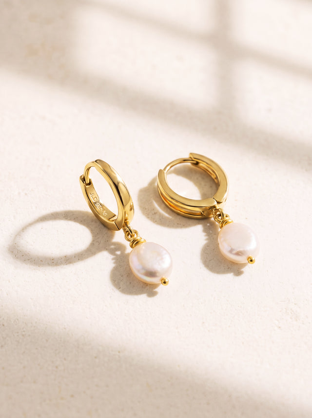 Keshi Baroque Freshwater Pearl Hoop Earrings - 18k Gold Vermeil