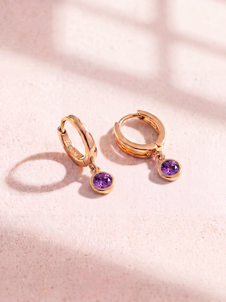 Demi African Amethyst Double Hoop Earrings - 18k Gold Vermeil