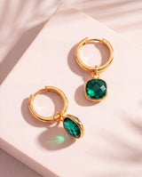 Chand Green Onyx Hoop Earrings - 18k Gold Vermeil