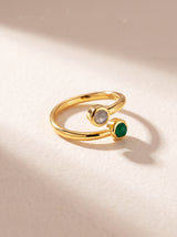 Tova Green Onyx & Labradorite Adjustable Ring - 18k Gold Vermeil