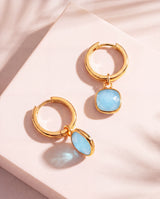 Chand Aquamarine Hoop Earrings - 18k Gold Vermeil