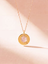 Zeno Rose Quartz Hexagon Charm Pendant - 18k Gold Vermeil
