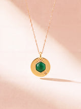 Zeno Green Onyx Hexagon Charm Pendant - 18k Gold Vermeil