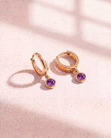 Demi African Amethyst Double Hoop Earrings - 18k Gold Vermeil