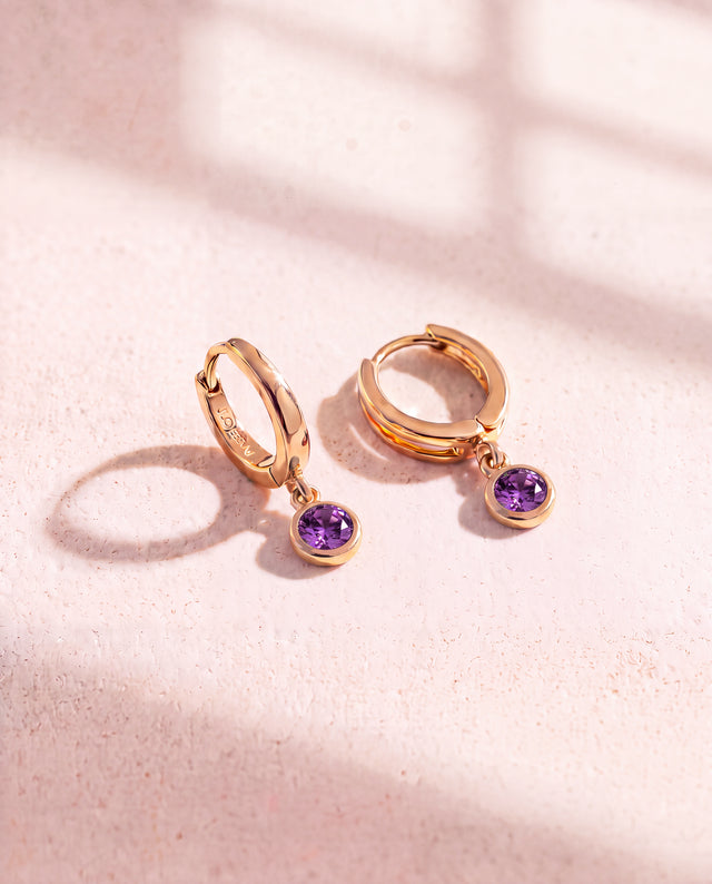 Demi African Amethyst Double Hoop Earrings - 18k Gold Vermeil