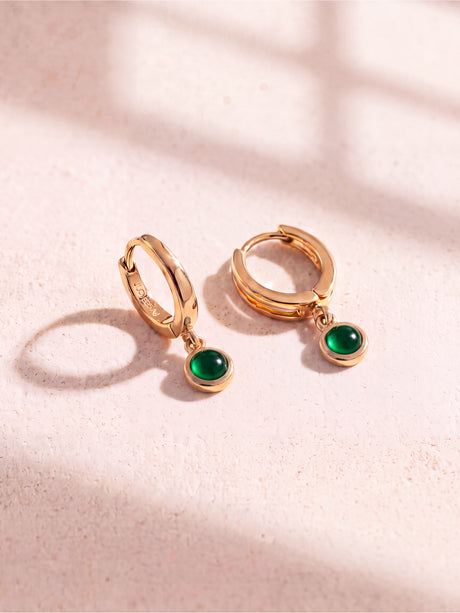 Demi Green Onyx Double Hoop Earrings - 18k Gold Vermeil
