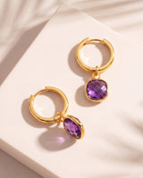 Chand African Amethyst Hoop Earrings - 18k Gold Vermeil