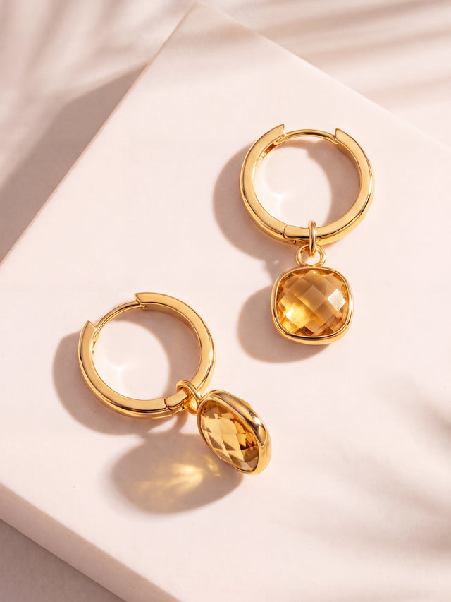 Chand Citrine Hoop Earrings - 18k Gold Vermeil