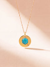 Zeno Turquoise Hexagon Charm Pendant - 18k Gold Vermeil