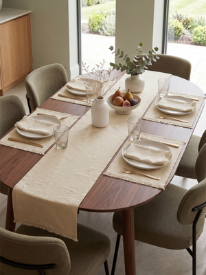 Rivello European Linen Fringe Table Linen Set