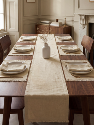 Rivello European Linen Fringe Table Linen Set