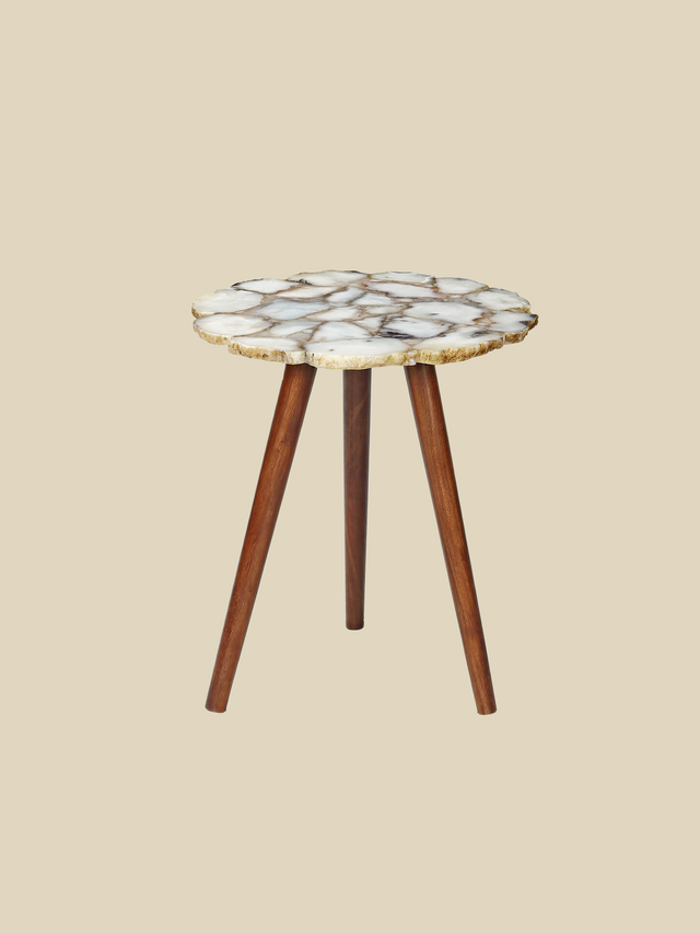 Ben Agate Side Table - White