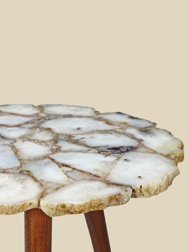Ben Agate Side Table - White